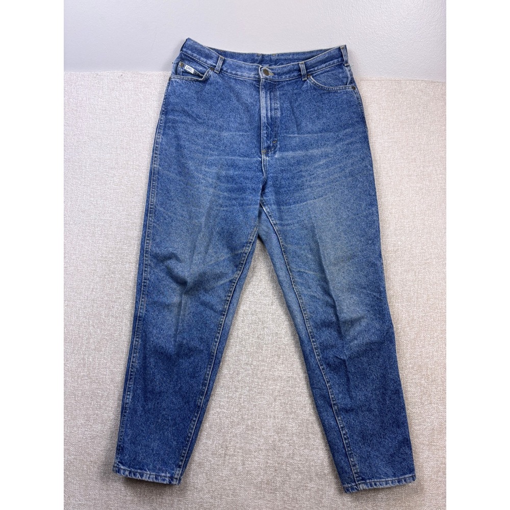 Vintage Lee High Waisted Mom Jeans Medium Wash Tapered Leg Made in USA 18 MED